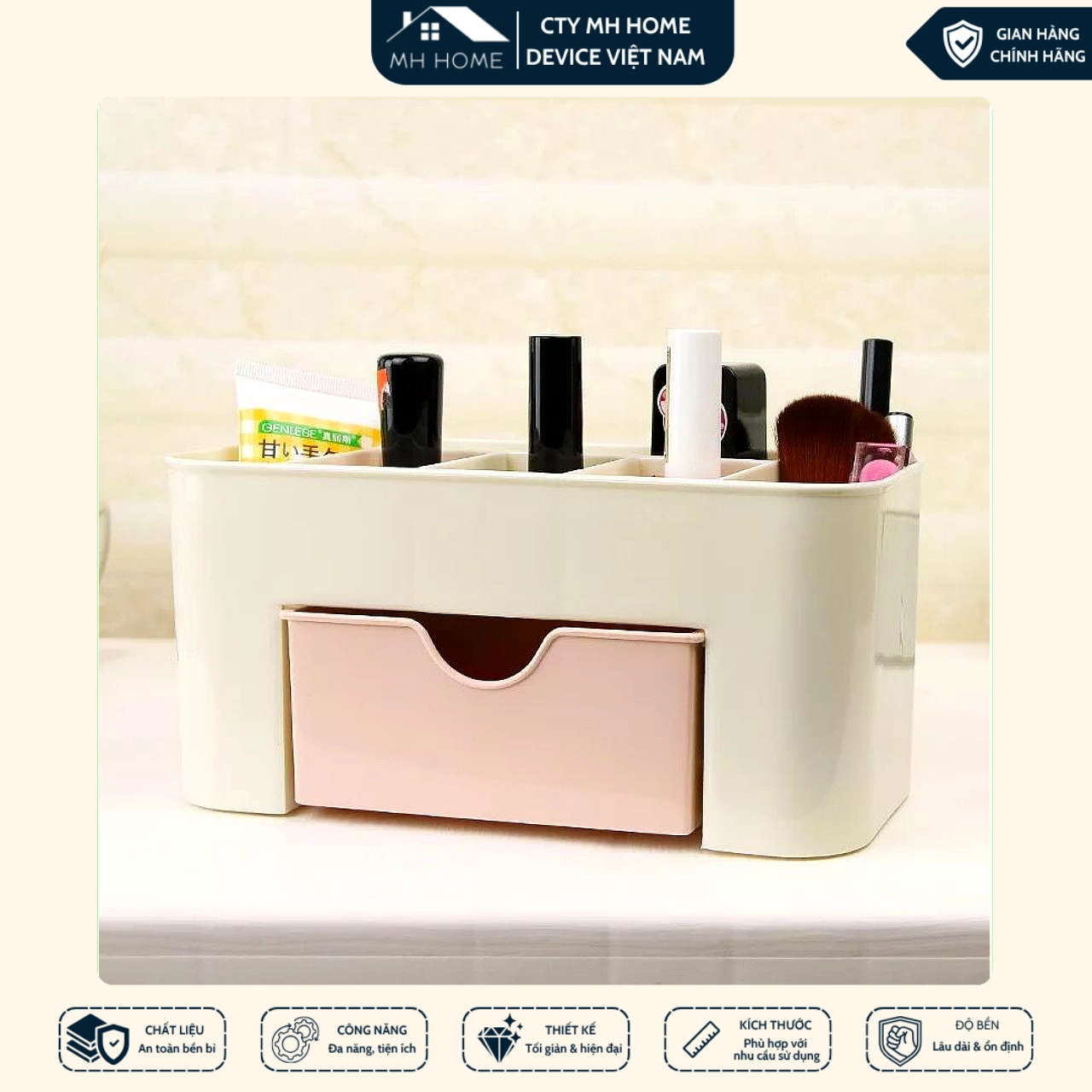 Kệ đựng mỹ phẩm nhỏ gọn tiện lợi - Kệ mỹ phẩm 1 tầng nhiều ngăn, Tiết kiệm không gian gọn gàng